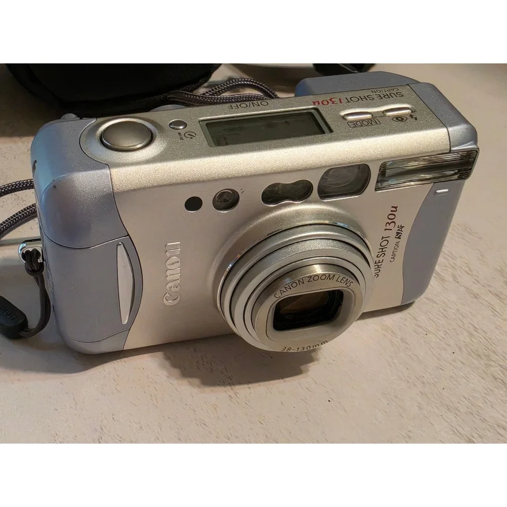 Canon Sure Shot 130u Caption AiAF 35mm Film Camera Silver with Case TESTED